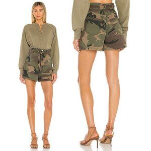 NEW Marissa Webb Banks High Waist Canvas Camo Boyfriend Short Woodland Camo